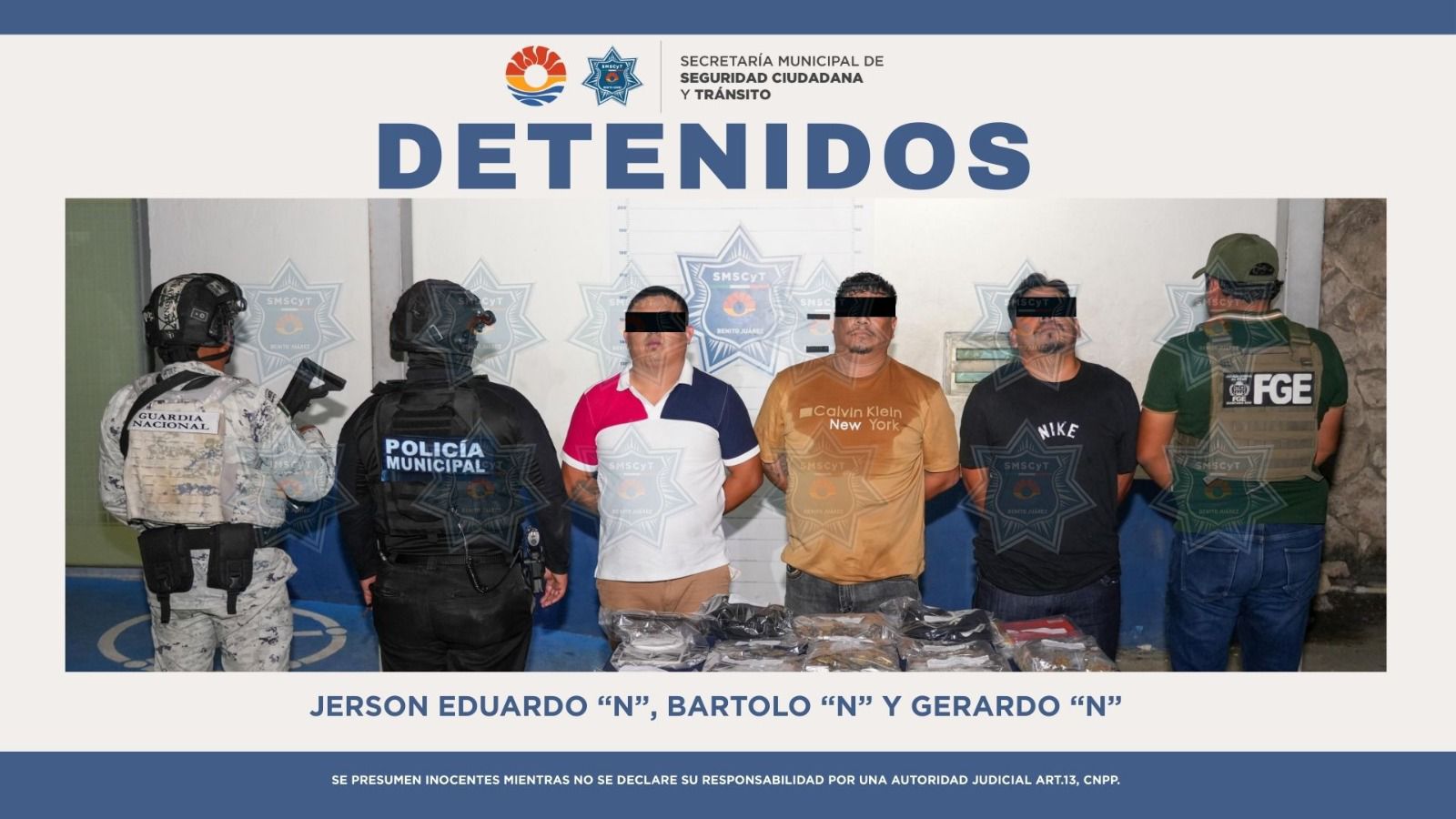 Guardia Nacional y FGE realizaron operativo en la Supermanzana 4 de Cancún.