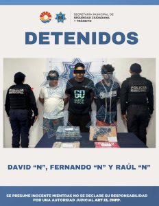 Los tres sujetos intentaron huir en un vehículo Mitsubishi tras el robo a comercio.