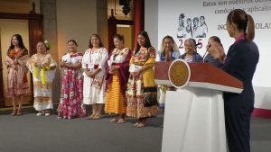 La presidenta Claudia Sheinbaum Pardo durante su conferencia matutina.