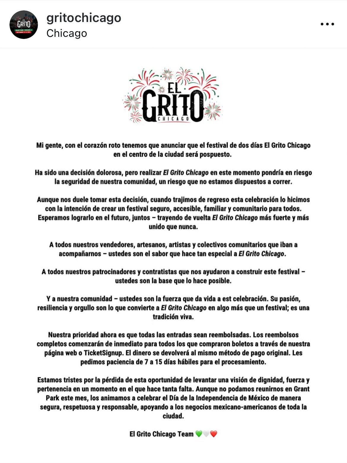 Festival El Grito Chicago es cancelado por temor a operativos migratorios