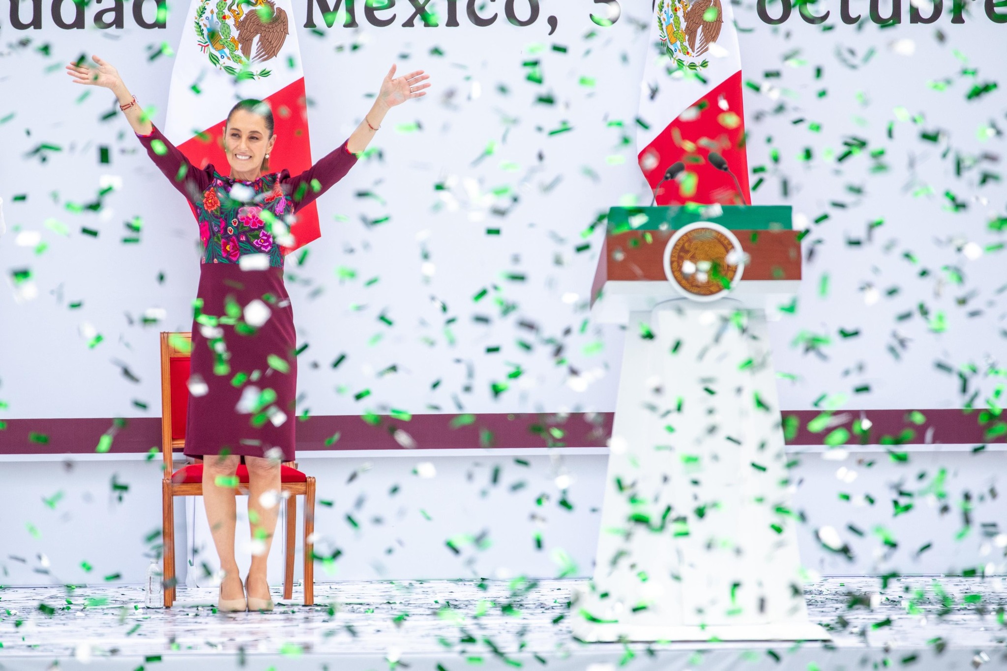 La presidenta Claudia Sheinbaum dio su discurso ante un Zócalo repleto de simpatizantes.