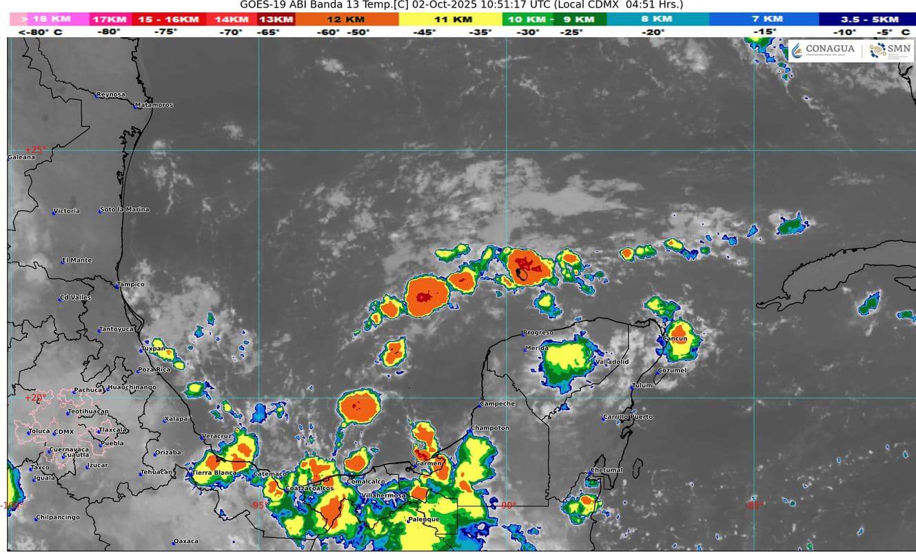 El cielo en Cancún permanecerá de medio nublado a nublado durante el día.