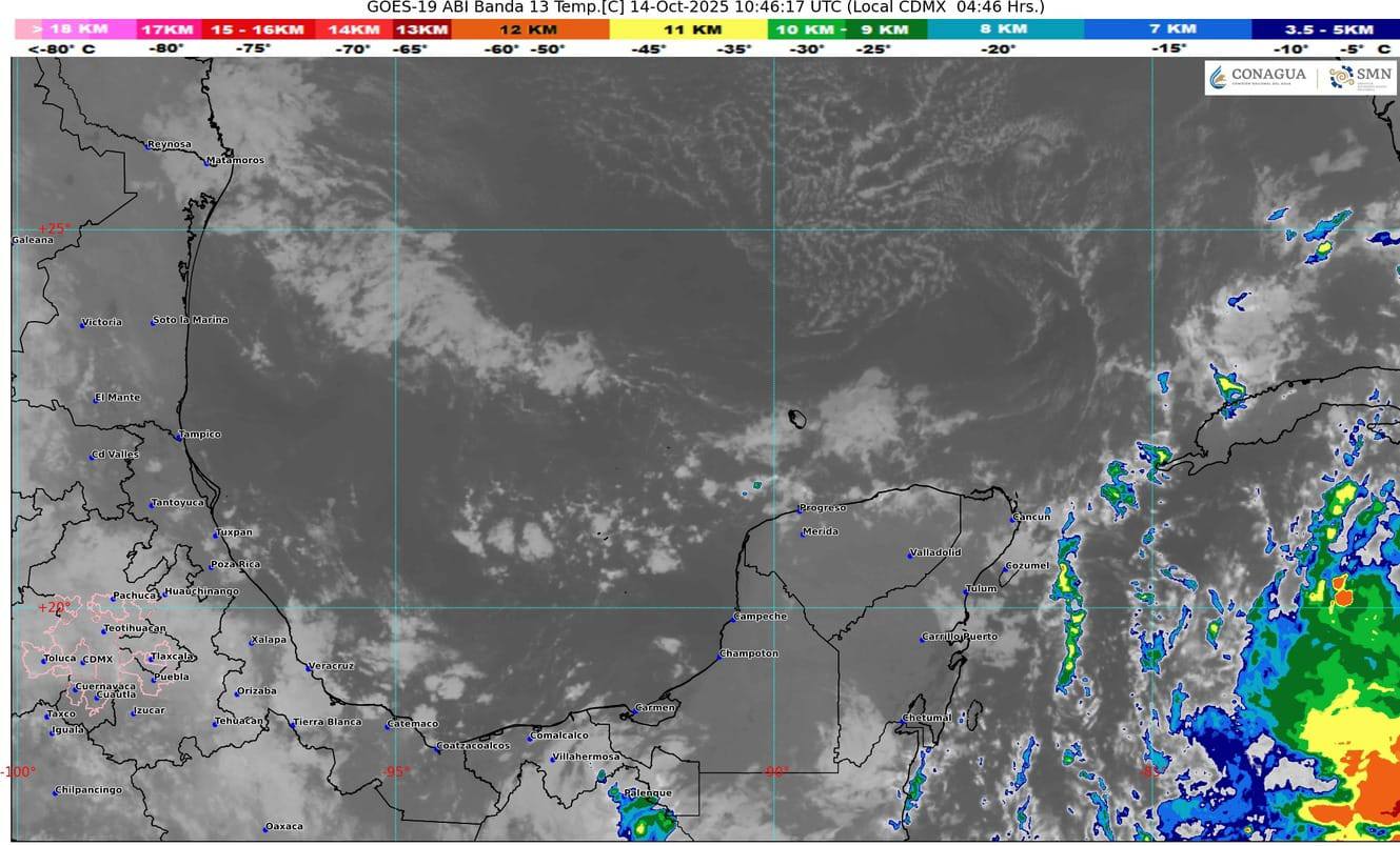 Cozumel es la zona con mayor previsión de rachas de viento, alcanzando los 36 kiloˊmetros por hora.