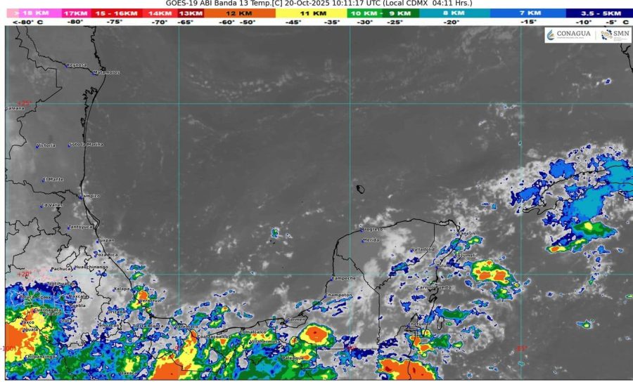 Pronóstico del tiempo para el estado de Quintana Roo con la presencia de la vaguada.