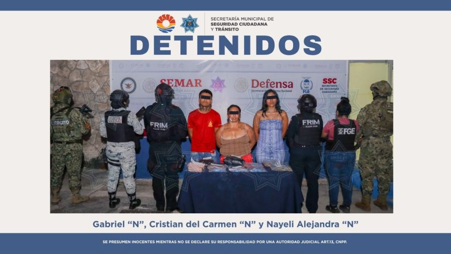 La detención de los tres presuntos narcomenudistas se realizó en la Supermanzana 103 de Cancún.