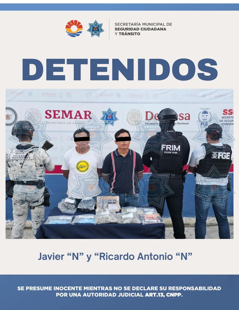 Los detenidos por la SMSCyT portaban un total de 260 dosis de diversas sustancias ilícitas.