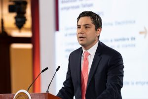 Édgar Amador Zamora, titular de la SHCP, durante la conferencia matutina.