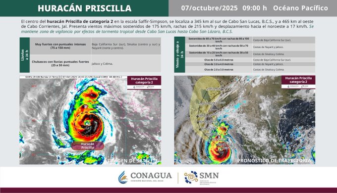 Preparativos en Los Cabos ante la llegada del huracán Priscilla y la orden de suspender clases.