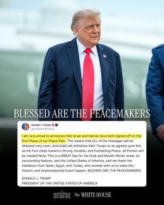Donald Trump anuncia que Israel y Hamás aceptan Plan de Paz en redes sociales.