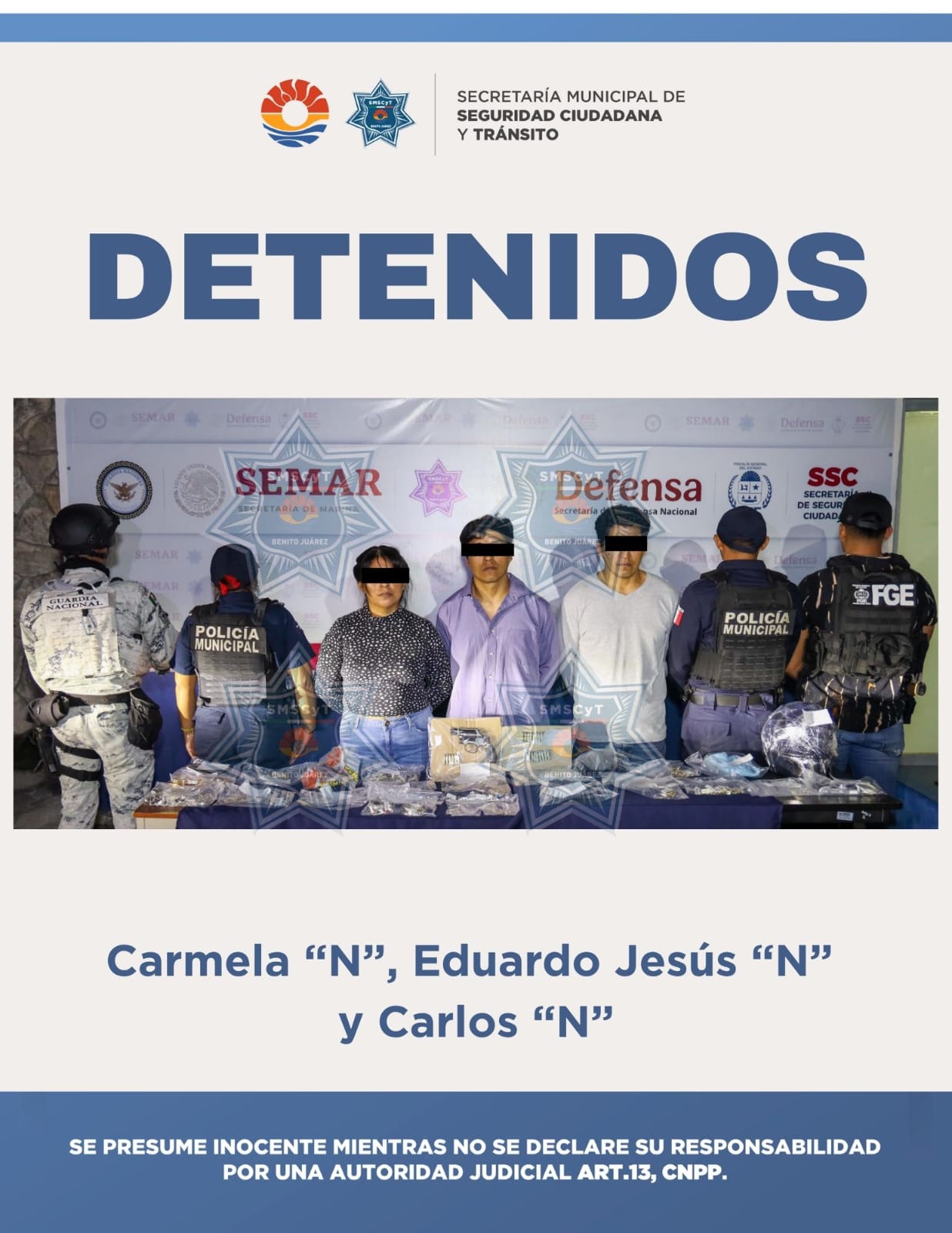 Elementos de seguridad aseguran los vehículos utilizados por los presuntos ladrones.