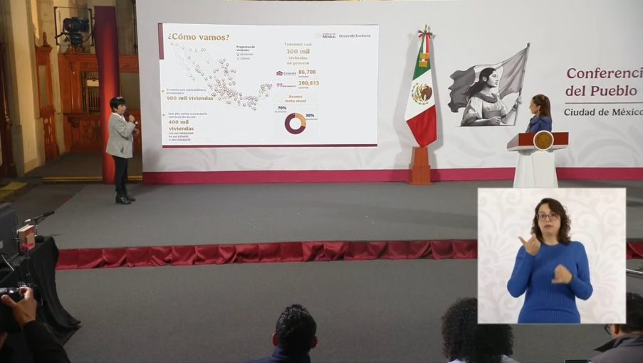 Edna Vega, titular de Sedatu, presentó los avances del Programa Nacional de Vivienda en la mañanera.