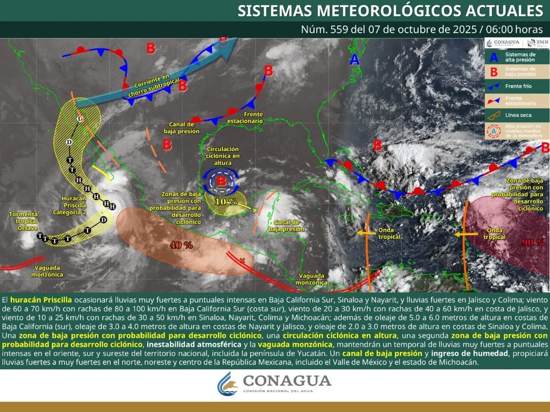 Las fuertes lluvias en el Caribe son causadas por una zona de baja presión con potencial de desarrollo.