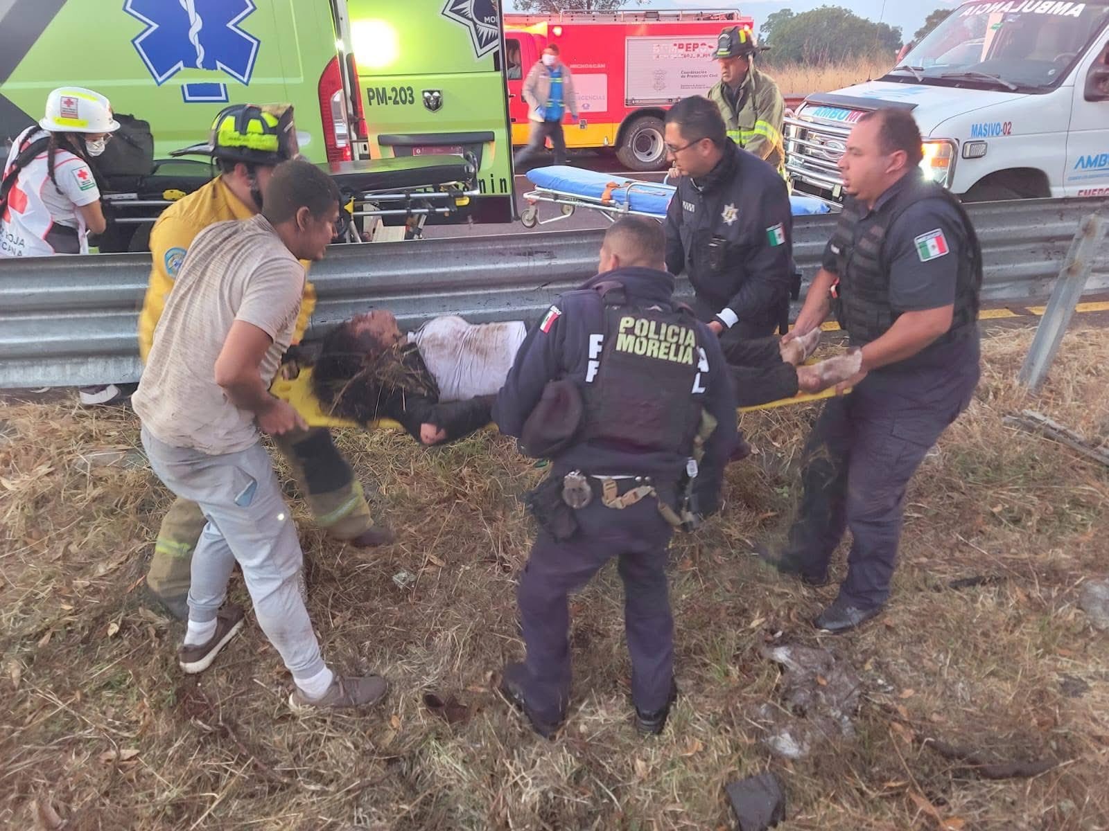 Cuerpos de emergencia y seguridad atendieron el percance en la carretera.
