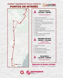 Autobús de la Ruta Piloto Sian Ka'an circulando por una de las nuevas colonias en Chetumal.