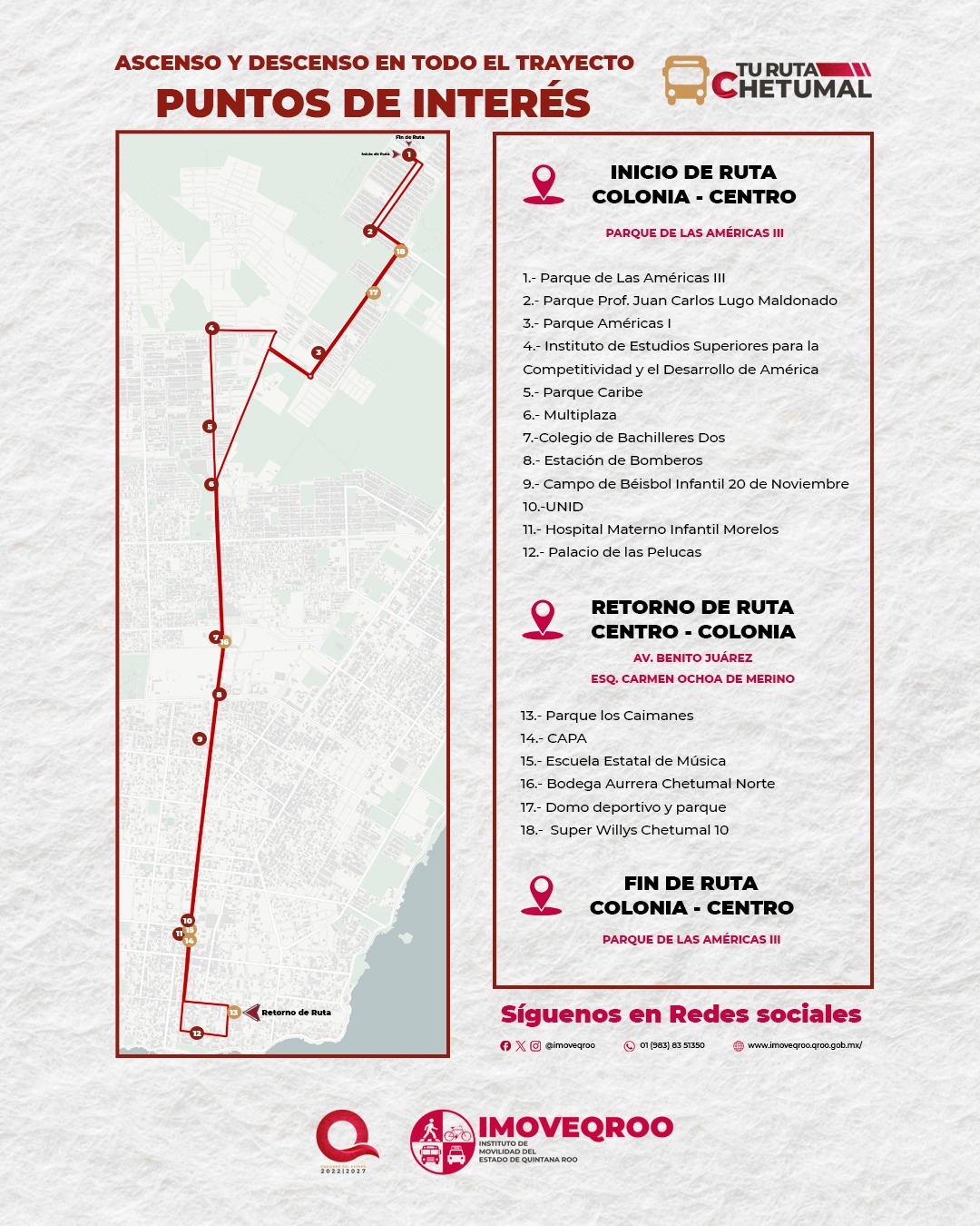 Autobús de la Ruta Piloto Sian Ka'an circulando por una de las nuevas colonias en Chetumal.