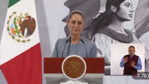 La presidenta Claudia Sheinbaum durante su conferencia matutina de este jueves.