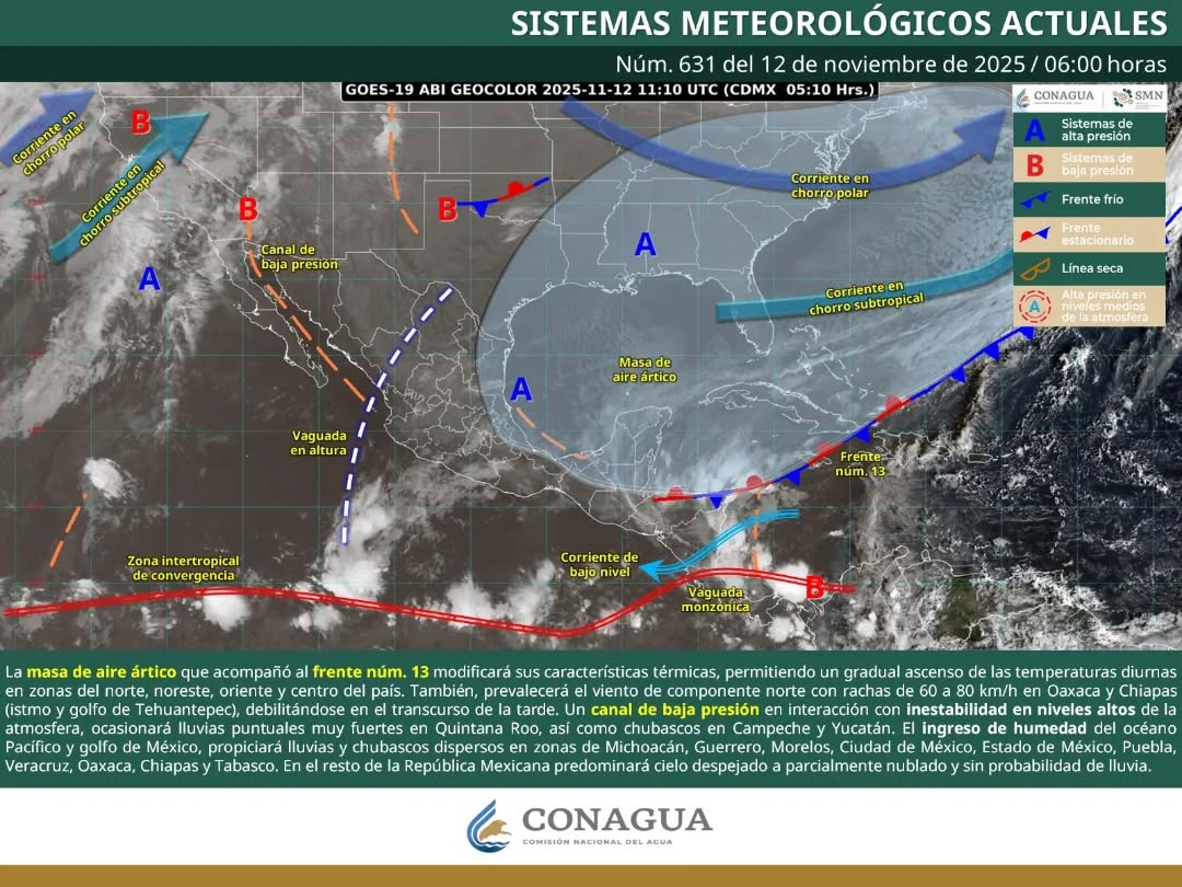 Lluvias fuertes afectarán el sur de Quintana Roo.