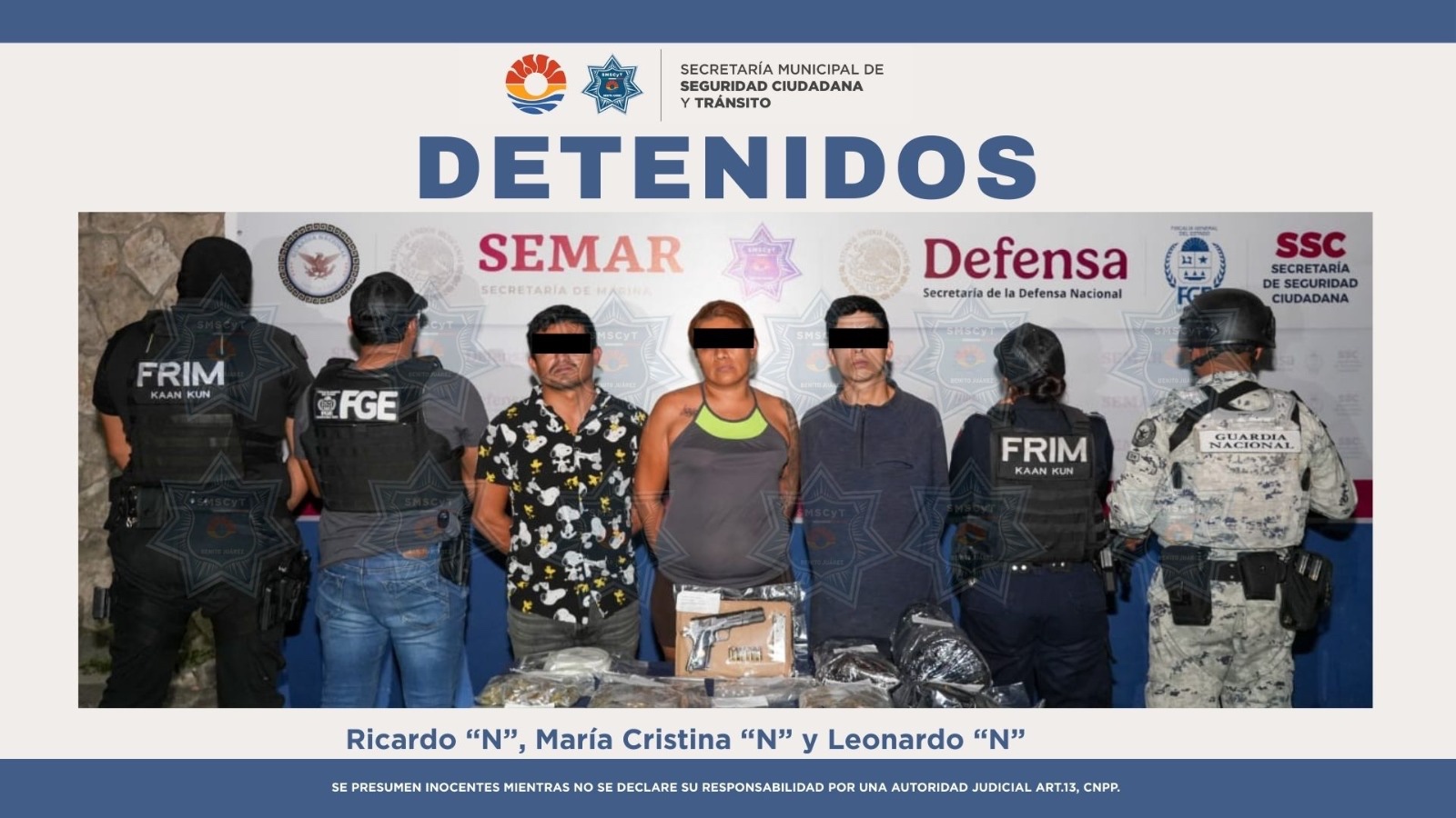 Personal de la FGE y autoridades federales ejecutan el operativo Blindaje Cancún.