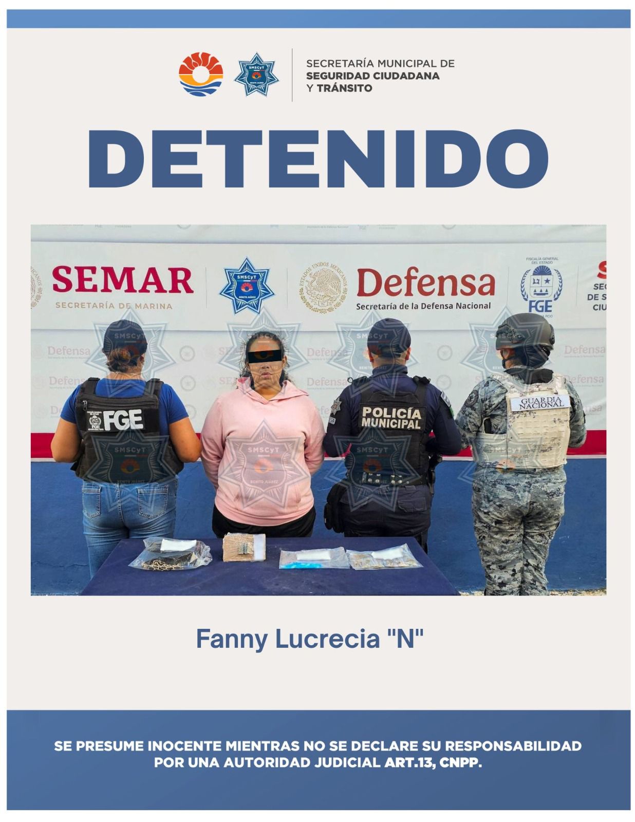 Elementos de la SMSCyT realizando labores de vigilancia en el operativo Blindaje Cancún.