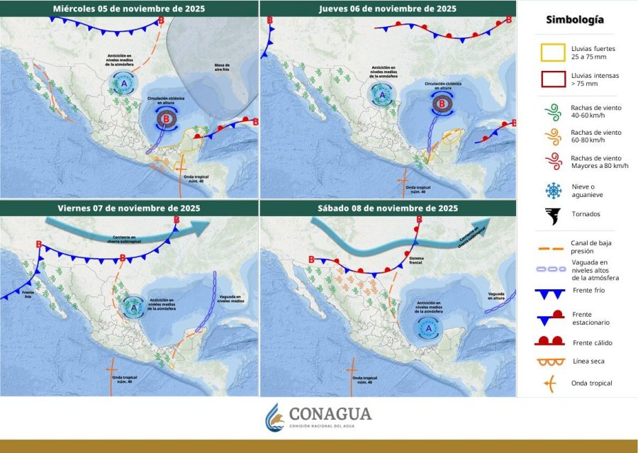 El frente frío número 12 provoca una interacción de sistemas que desata intensas lluvias en la Península de Yucatán.
