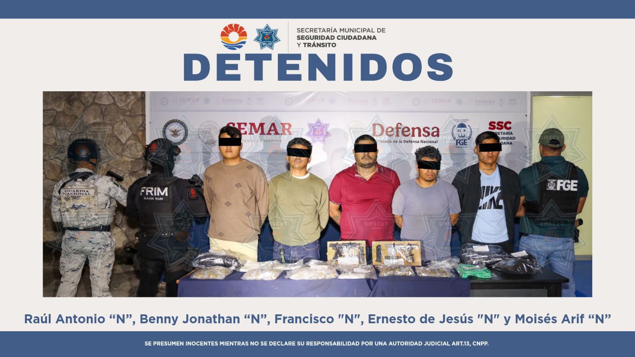Se logró la detención de cinco personas en Cancún.