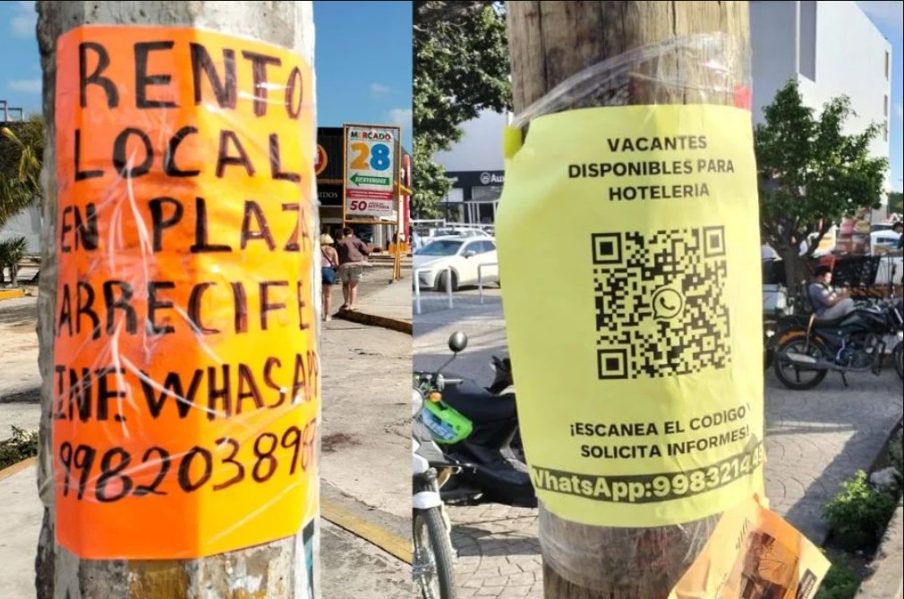 El personal retira lonas y cartelería de la vía pública.