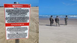 Personal naval retiró de manera preventiva seis letreros de advertencia en Playa Bagdad.