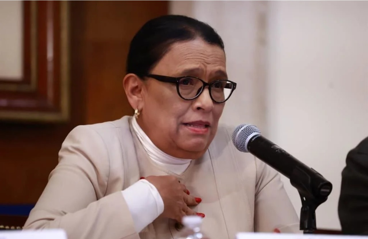 Rosa Icela Rodríguez, secretaria de Gobernación, durante su conferencia en Palacio Nacional.