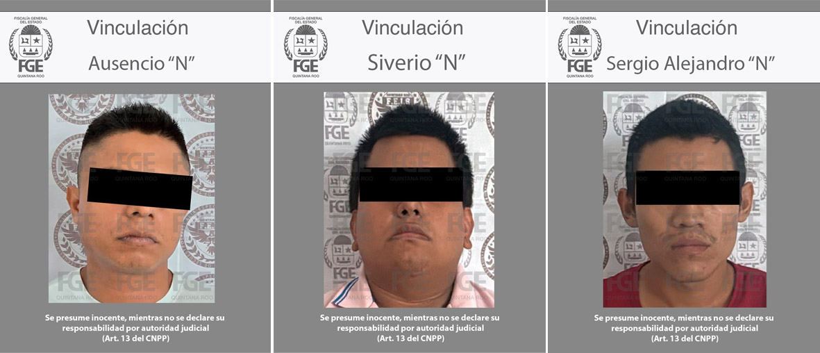 Agentes de la Policía de Investigación capturaron a los tres sospechosos mediante una orden de aprehensión judicial.
