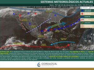 Las autoridades advierten sobre lluvias fuertes y actividad eléctrica en las costas del Caribe mexicano.