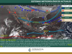 La entrada de humedad generará cielos nublados y lluvias puntuales fuertes en los municipios de Quintana Roo.