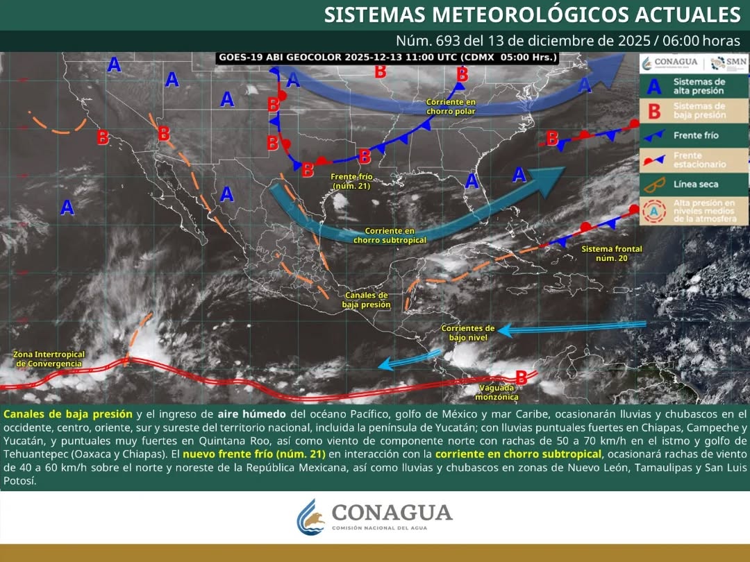 El ingreso de humedad del Caribe provoca cielos nublados y lluvias intensas en las zonas turísticas del estado.