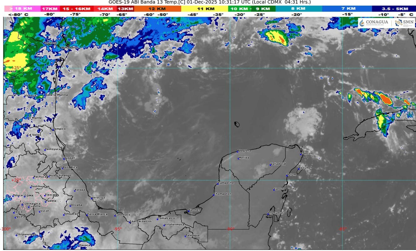 El ingreso de humedad desde el Caribe causa nublados y lluvias aisladas en Quintana Roo.