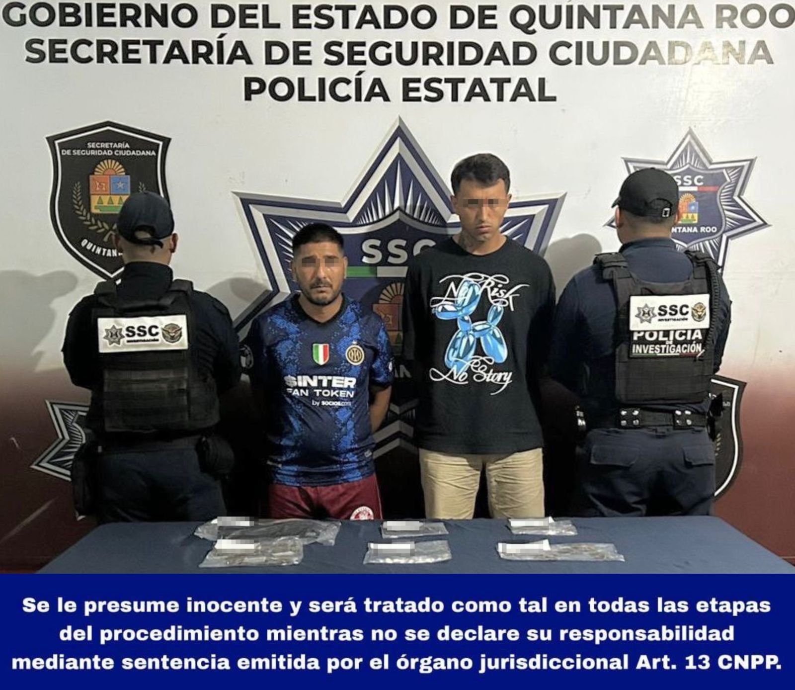 Los dos hombres capturados por la policía estatal tras ser sorprendidos vendiendo sustancias ilícitas.