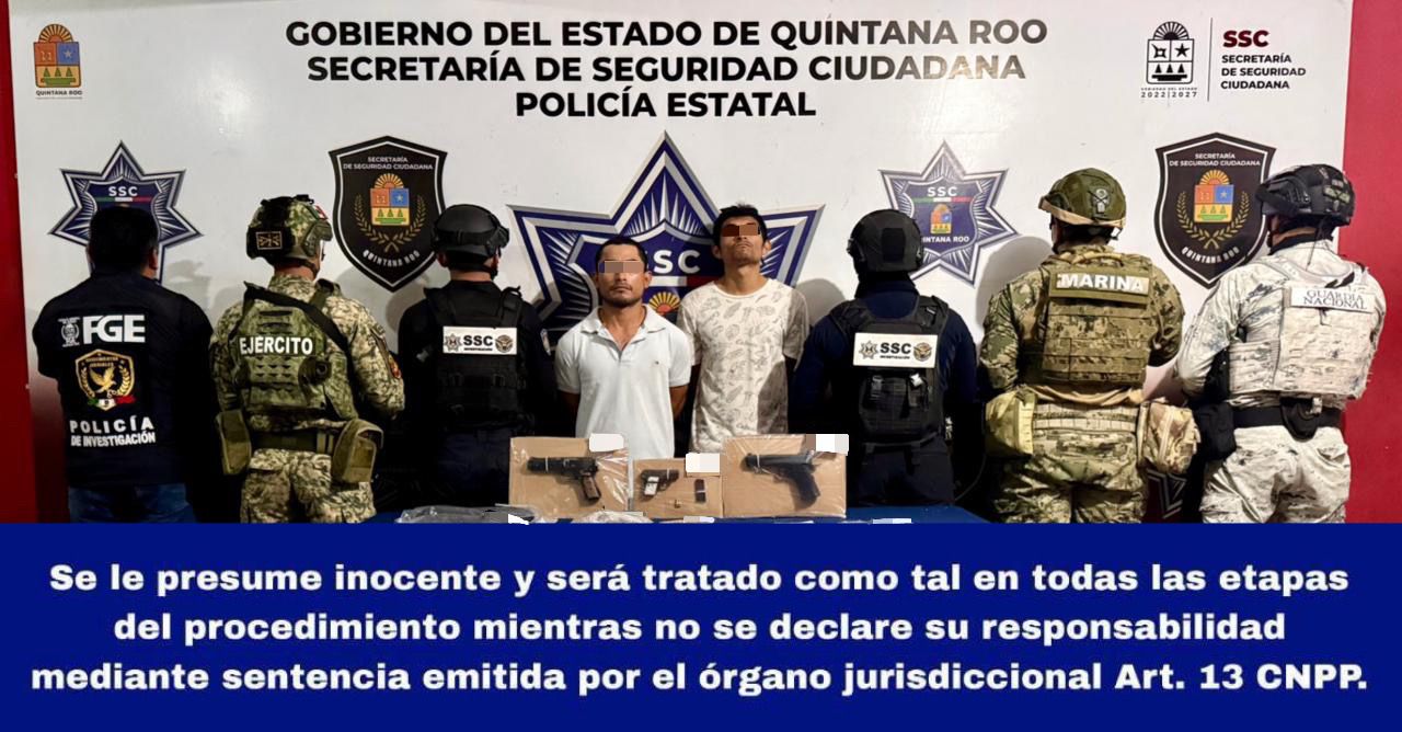Elementos de la Secretaría de Seguridad Ciudadana trasladan a los detenidos tras el operativo realizado en la supermanzana 247.
