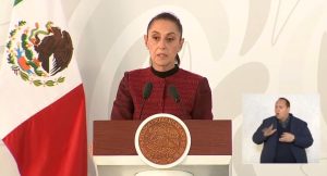 La Presidenta Claudia Sheinbaum durante su conferencia de prensa matutina celebrada en la ciudad de Tijuana.