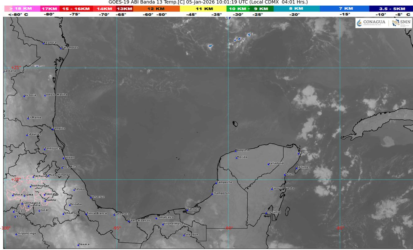 El clima en Quintana Roo presentará cielos nublados y lluvias ligeras en la zona norte del estado.