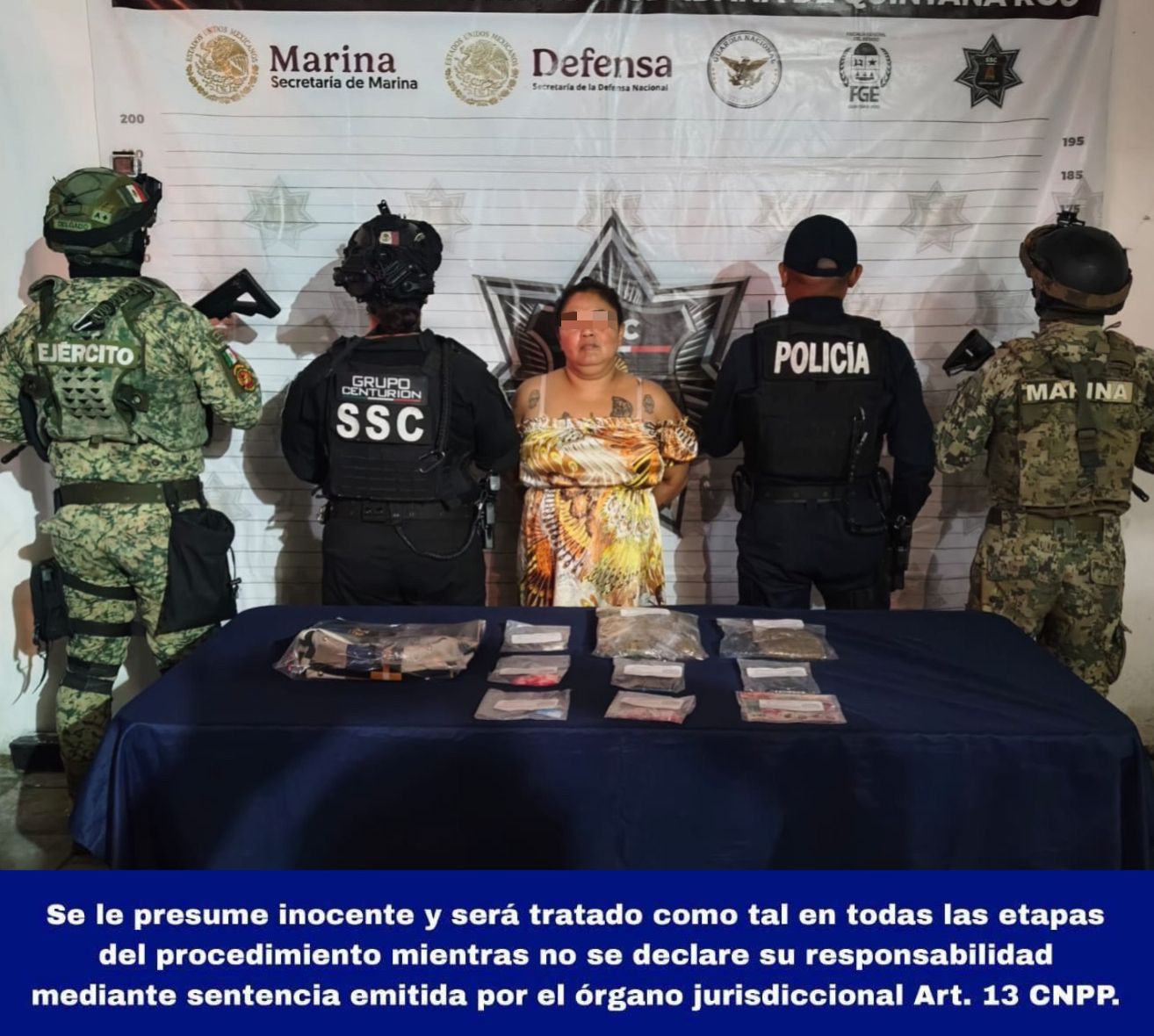 Las fuerzas de seguridad detuvieron a Yesy Nohemi “N” durante un operativo de vigilancia preventiva en las calles de Playa del Carmen.