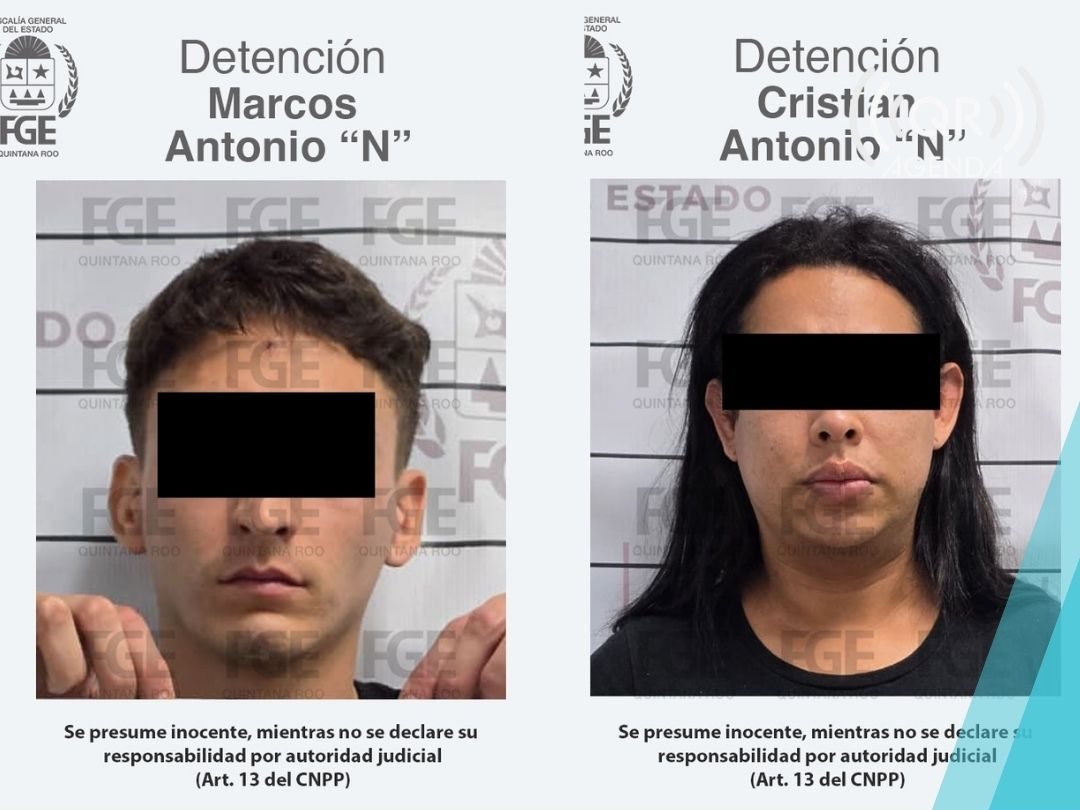 Cristian Antonio “N” y Marcos “N” enfrentan cargos por su presunta participación en el delito de extorsión en Playa del Carmen.