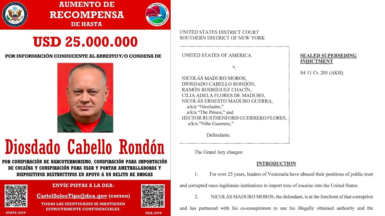 Washington mantiene activas las recompensas millonarias por Diosdado Cabello y la cúpula chavista tras la detención de Nicolás Maduro este 3 de enero de 2026.