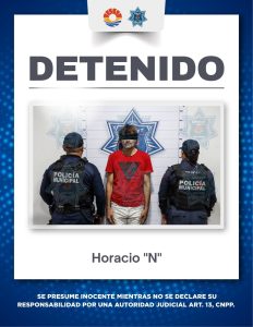 Elementos de la Policía de Seguridad Ciudadana aseguran al presunto responsable tras el reporte de un robo a casa habitación en Cancún.