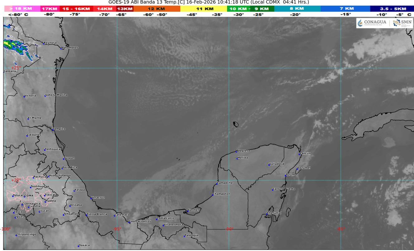 Cielos despejados predominan en las costas de Quintana Roo bajo la influencia de un sistema de alta presión.