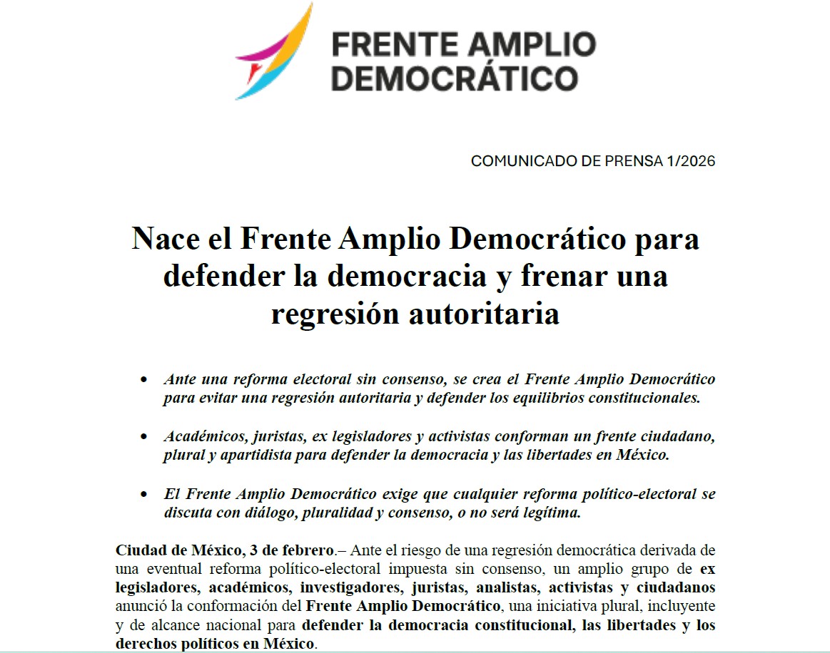 El nuevo frente ciudadano está conformado por expertos en leyes y activistas que buscan garantizar la equidad en las futuras contiendas electorales.