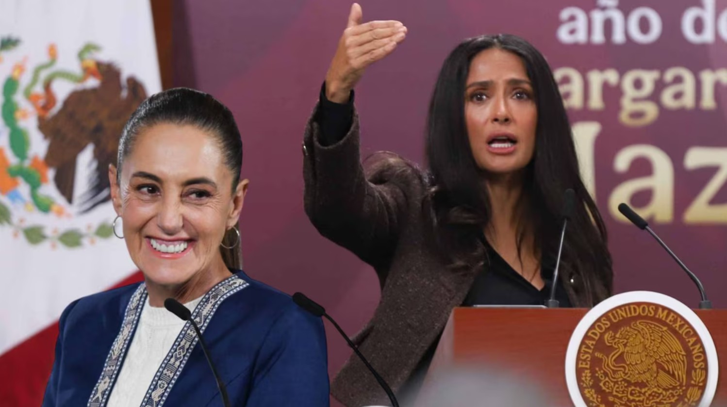 Salma Hayek y Claudia Sheinbaum anuncian nuevas medidas fiscales para el sector audiovisual en México.