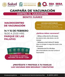 La gobernadora Mara Lezama invita a los ciudadanos a acudir a los módulos de vacunación permanentes en todo el estado.
