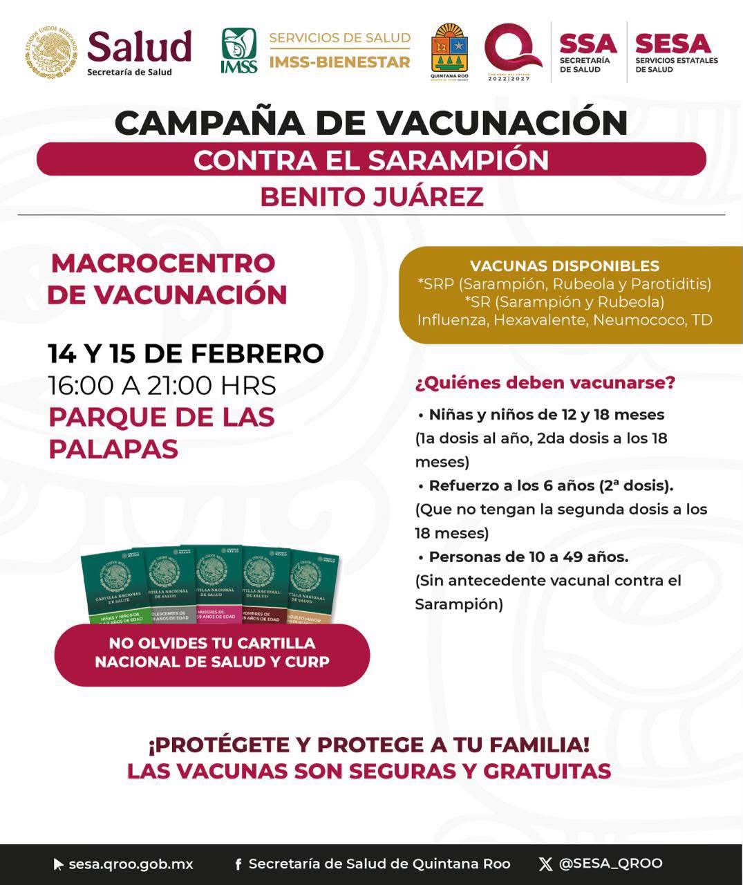 La gobernadora Mara Lezama invita a los ciudadanos a acudir a los módulos de vacunación permanentes en todo el estado.