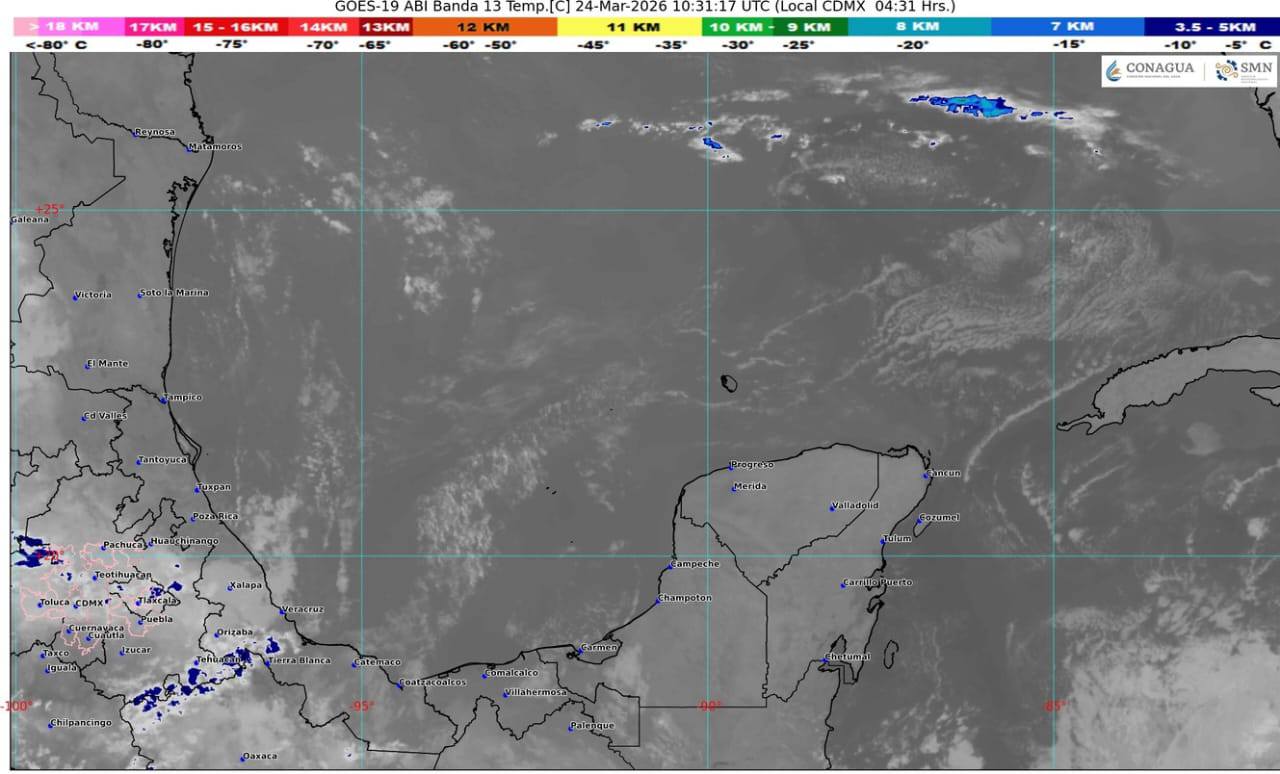 El sistema de alta presión garantiza cielos despejados sobre la zona hotelera de Cancún durante este martes.