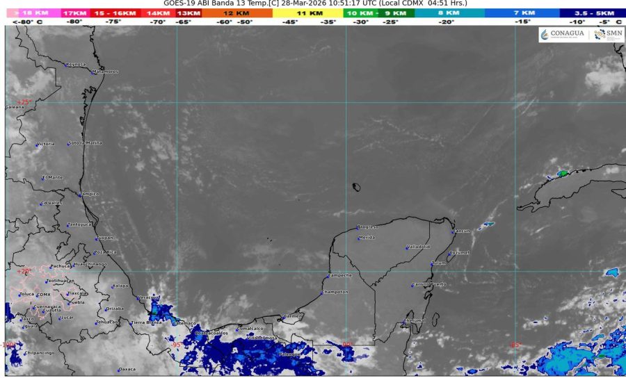 El incremento de nubosidad sobre las costas de Quintana Roo anticipa la llegada de chubascos durante la tarde.