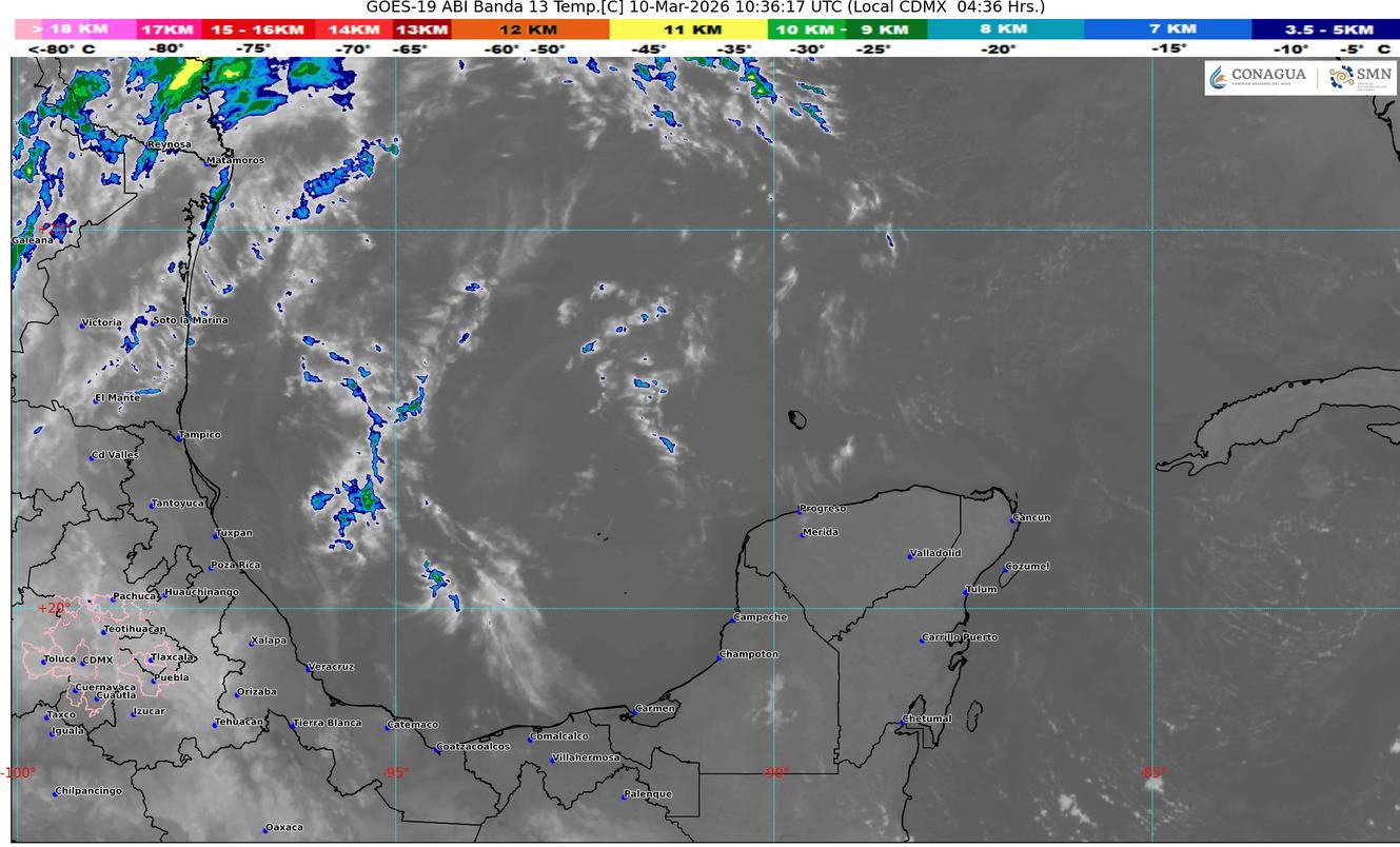 La costa de Quintana Roo experimentará vientos del este con rachas que podrían alcanzar los 50 kilómetros por hora hoy.