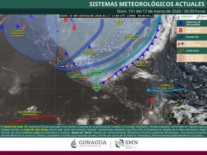 El desplazamiento del sistema frontal genera cielos nublados y precipitaciones constantes en las zonas urbanas de Quintana Roo.